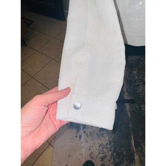 Dolce Cabo Beautiful White Sequin Denim Jacket Glam City Party Sexy Y2K Size S - Picture 7 of 10